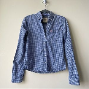NWOT Hollister Blue Checked Long Sleeves Button Down Shirt
